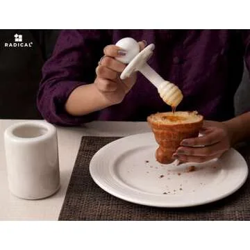 Radicaln Marble Honey Pot 5.5'' Inches White Handmade Honey Jar with Dipper and Lid - Honey Dispenser For Kitchen Tabletop, Mini Honey Jars For Countertop Storage, Honey Dipper & Sugar Dispenser