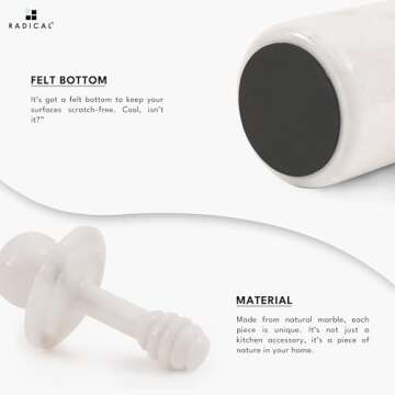 Radicaln Marble Honey Pot 5.5'' Inches White Handmade Honey Jar with Dipper and Lid - Honey Dispenser For Kitchen Tabletop, Mini Honey Jars For Countertop Storage, Honey Dipper & Sugar Dispenser