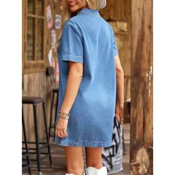 Fisoew Women's Denim Mini Dress - Stylish Summer Fashion