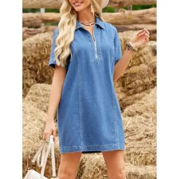Fisoew Women's Denim Mini Dress - Stylish Summer Fashion