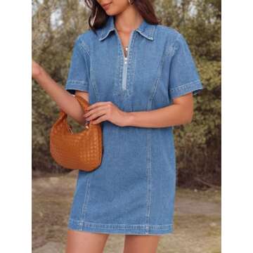 Fisoew Women's Denim Mini Dress - Stylish Summer Fashion