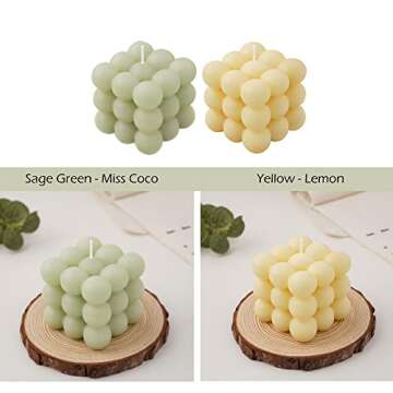 Trendy Sage Green Lemon Scented Bubble Candles for Decor