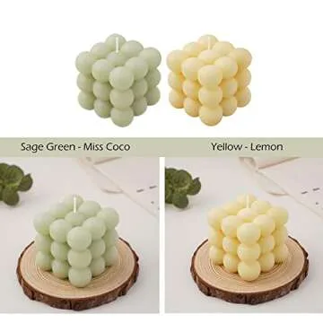 Trendy Sage Green Lemon Scented Bubble Candles for Decor