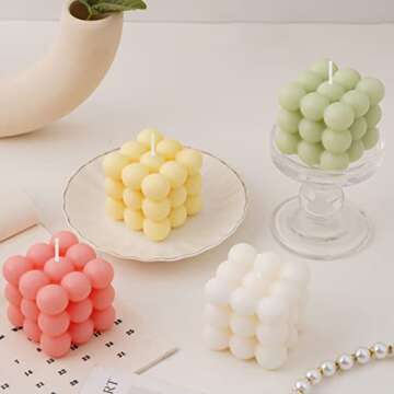 Trendy Sage Green Lemon Scented Bubble Candles for Decor