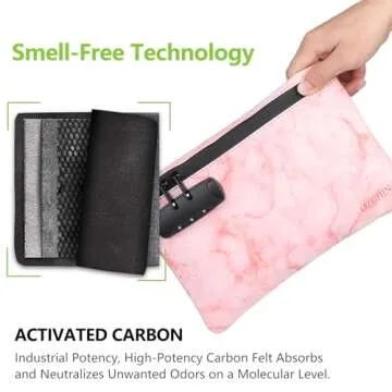 OZCHIN Smell Proof Bag with Combination Lock Certificates Organizer PU Leather Lock Bag Travel Storage Case 10 x 7 inches Great Christmas Gifts for Women(Pink)