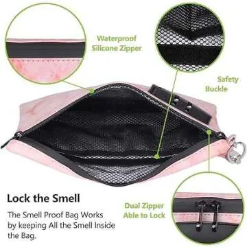 OZCHIN Smell Proof Bag with Combination Lock Certificates Organizer PU Leather Lock Bag Travel Storage Case 10 x 7 inches Great Christmas Gifts for Women(Pink)