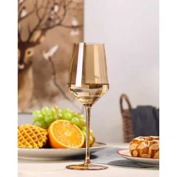 Stunning Amber Wine Glasses Set of 6 - Elegant Colorful Stemware for Wine Lovers