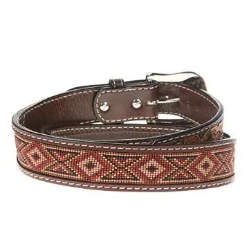 Twisted X Men's Beaded Leather Earth-Tone Belt - Stylish & Durable 38"