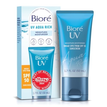 Biore UV Aqua Rich SPF 50 PA++++ Daily Moisturizer Sunscreen for Face, For Sensitive Skin, Oil Free,...