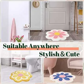 AYHOME Cute Flower Non Slip Bath Mat for Bathroom