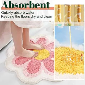 AYHOME Cute Flower Non Slip Bath Mat for Bathroom