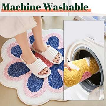 AYHOME Cute Flower Non Slip Bath Mat for Bathroom