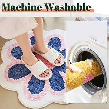 AYHOME Cute Flower Non Slip Bath Mat for Bathroom
