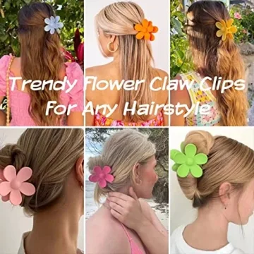 Matte Flower Hair Claw Clips 12-Piece Set Strong Hold