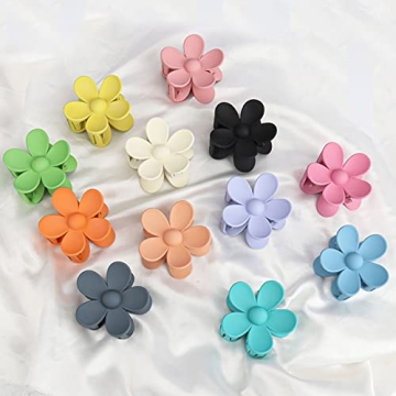 Matte Flower Hair Claw Clips 12-Piece Set Strong Hold