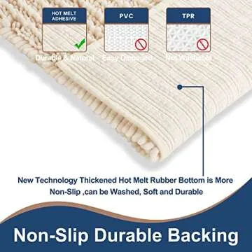 H.VERONNEX Luxury Chenille Cream Bathroom Rugs Sets 2 Piece, Thickened Hot Melt Rubber Bottom Bath Mats for Bathroom Non Slip,Bath Rugs Quick Dry Machine Washable for Shower Mat (32"x20"+17"x24")