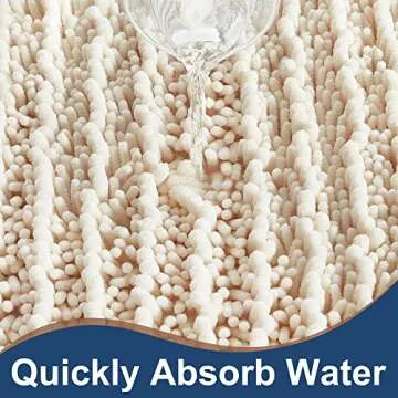 H.VERONNEX Luxury Chenille Cream Bathroom Rugs Sets 2 Piece, Thickened Hot Melt Rubber Bottom Bath Mats for Bathroom Non Slip,Bath Rugs Quick Dry Machine Washable for Shower Mat (32"x20"+17"x24")