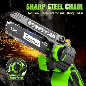 SUNCHERS Mini Chainsaw Cordless with 2 Batteries