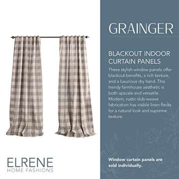 Elrene Home Fashions Farmhouse Living Grainger Buffalo-Check Blackout Window Curtain, Living Room an...