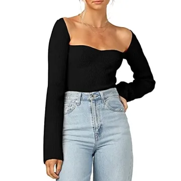 Trendy Sweetheart Neck Ribbed Bustier Sweater Top 2021