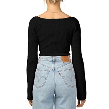 Trendy Sweetheart Neck Ribbed Bustier Sweater Top 2021