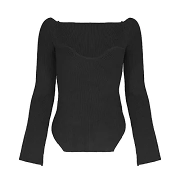 Trendy Sweetheart Neck Ribbed Bustier Sweater Top 2021