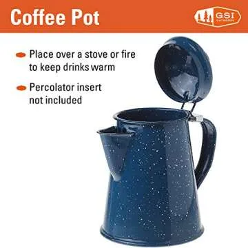 GSI Outdoors Enamel Coffee Pot to Store Hot Coffee, Tea for Camping & Farmhouse - 8 Cup