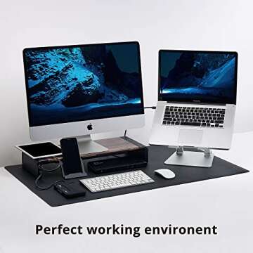 SIIG Computer Monitor and Laptop Stand Riser with USB Ports Width Adjustable on Both Sides - Support...