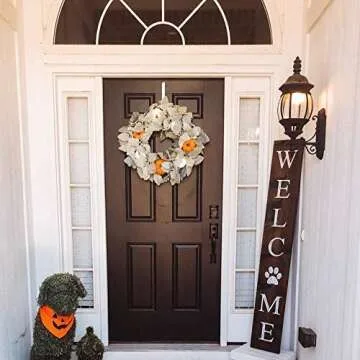 Dog Paw Welcome Sign, Front porch welcome sign, vertical welcome sign