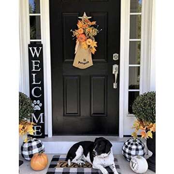 Dog Paw Welcome Sign, Front porch welcome sign, vertical welcome sign