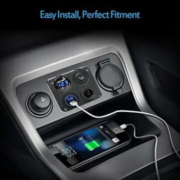 Cllena Dual USB Socket Charger 2.1A&2.1A + LED Voltmeter + 12V Power Outlet + ON-OFF Toggle Switch Four Functions Panel for Car Boat Marine RV Truck Camper Vehicles GPS Mobiles (Blue)