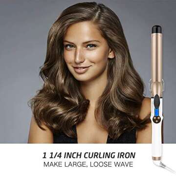 Hoson 1 1/4 Inch Curling Iron Professional Ceramic Tourmaline Coating Barrel Hair Curler, LCD Displa...