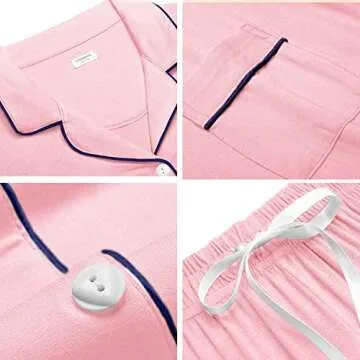 Comfortable Button Down Pajamas Set for Women