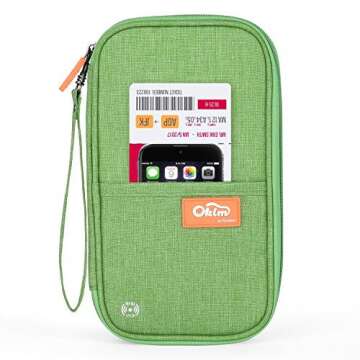RFID Travel Passport Wallet and Credit Card Holder by FLYNOVA| Small Clutch with Zippered Pockets | Carry Money, Tickets, Documents | Includes Smartphone Pocket (Grass Green)