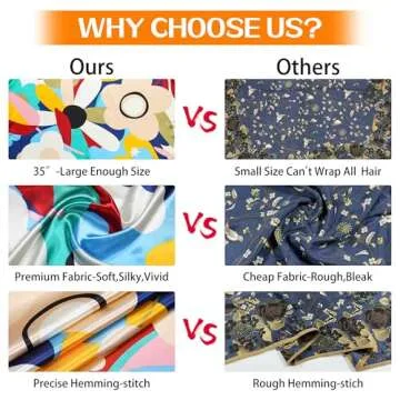 Stylish 35" Satin Large Head Scarves for Women