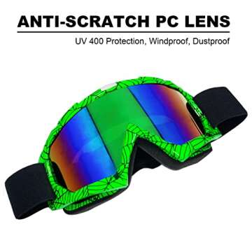 Dirt Bike Goggles Motorcycle Goggles ATV Goggles Motocross Riding Goggles UV400 OTG Offroad Goggle M...