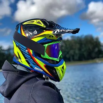 Dirt Bike Goggles Motorcycle Goggles ATV Goggles Motocross Riding Goggles UV400 OTG Offroad Goggle MX Helmet Racing Four Wheeler Goggles for Adults Men Women Youth Kids(Spider green frame+color lens)