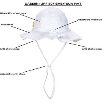 DASMINI Baby & Toddler Wide Brim Sun Hats – Cute UPF 50+ Bucket Cap