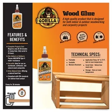 Gorilla WOOD Glue - Strong Adhesive for Wood Projects