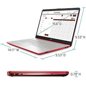 HP 2020 15.6" HD LED Display Laptop, Intel Pentium Gold 6405U Processor, 4GB DDR4 RAM, 128GB SSD, HDMI, Webcam, WI-FI, Windows 10 S, Scarlet Red