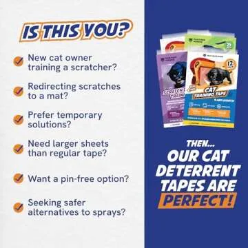 Panther Armor Cat Scratch Deterrent Double Sided Anti Scratching Sticky Tape - Furniture Protector and Cat Training Tape - Couch Corner Protector for Cats (12-Pack)