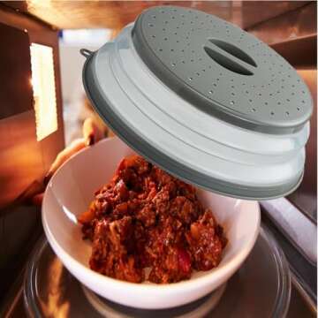 Microwave Splatter Cover Vented for Food, Splatter Guard & Colander Kitchen Gadget for Fruit Vegetab...