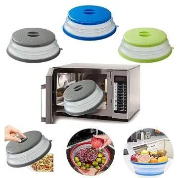 Microwave Splatter Cover Vented for Food, Splatter Guard & Colander Kitchen Gadget for Fruit Vegetables Microwave Plate Cover with Hook Hole,Dishwasher-Safe,BPA-Free Silicone & Plastic (2 Pack)