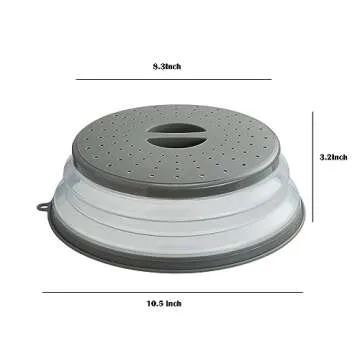 Microwave Splatter Cover Vented for Food, Splatter Guard & Colander Kitchen Gadget for Fruit Vegetables Microwave Plate Cover with Hook Hole,Dishwasher-Safe,BPA-Free Silicone & Plastic (2 Pack)