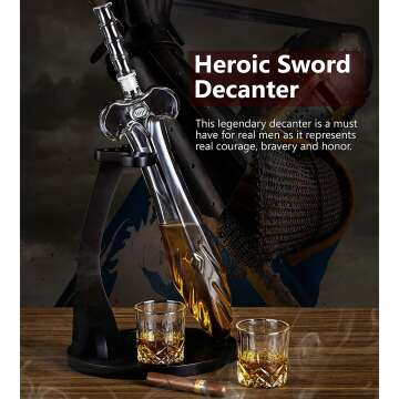 Heroic Sword Whiskey Decanter Set - 850ml