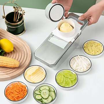 Suuker Mandoline Slicer for Kitchen, Cheese Grater Vegetable Spiralizer and Veggie Slicer for Cookin...
