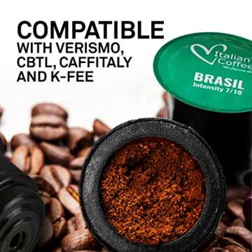 ITALIAN COFFEE FOR ESPRESSO LOVERS Italian Coffee capsules compatible with Verismo, CBTL, Caffitaly, K-fee systems (Sampler, 4 flavors, 40 pods tot., No decaf)
