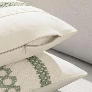 MIULEE Sage Green Boho Pillow Covers for Home Decor