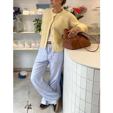 Arssm Womens Cute Cardigan Sweater Long Sleeve Crewneck Button Down Cardigans Knit Top Fashion 2024 ...