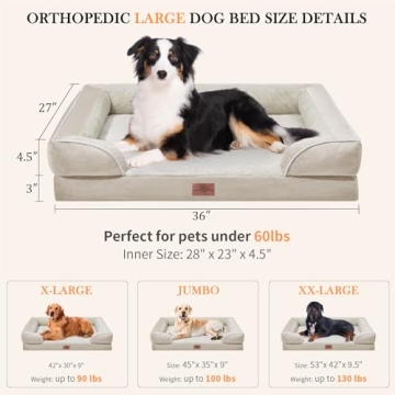 Orthopedic Waterproof Dog Bed for Large Breeds